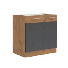   Alsószekrény, szürke matt/tölgy lancelot, VEGA 80 ZL 2F BB