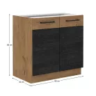 Alsószekrény, szürke matt/tölgy lancelot, VEGA 80 D 2F BB