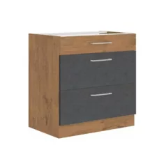   Alsószekrény, szürke matt/tölgy lancelot, VEGA 80 D 3S BB