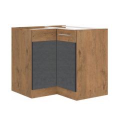   Alsó sarokszekrény, szürke matt/tölgy lancelot, VEGA 90x90 DN 1F BB