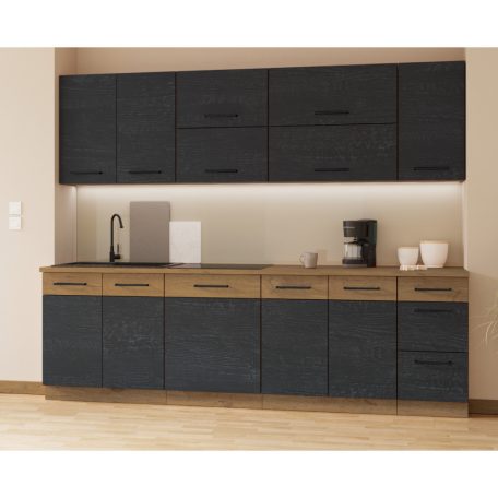 Alsó sarokszekrény, szürke matt/tölgy lancelot, VEGA 90x90 DN 1F BB