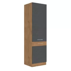   Magas szekrény, szürke matt/tölgy lancelot, VEGA 60 DK-210 2F