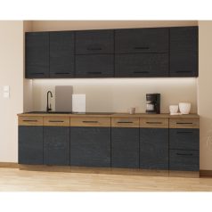   Magas szekrény, szürke matt/tölgy lancelot, VEGA 60 DK-210 2F