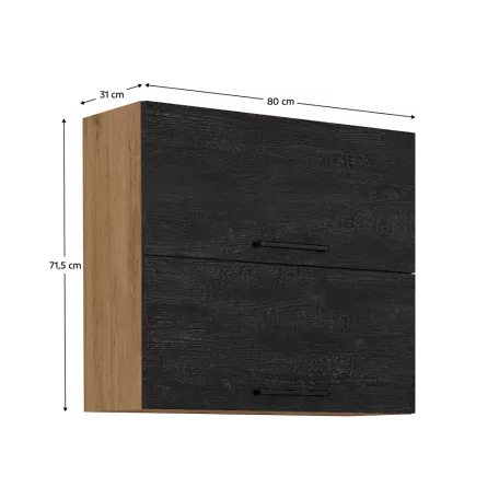 Felsőszekrény, tölgy lancelot/szürke matt, VEGA 60 GU-72 2F