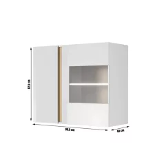   Fali vitrines szekrény 96, fehér/tölgy grandson/magasfényű fehér, CITY