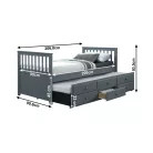 Ágy pótággyal, 90x200, szürke,  AUSTIN NEW