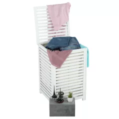   Szennyestartó kosár, lakkozott, banbusz/féher/bézs, BASKET