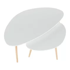 Két részes asztal szett, fehér/bükk, FOLKO NEW