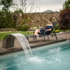 Állítható kerti szék, fekete/szürke, ATREO