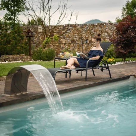 Állítható kerti szék, fekete/szürke, ATREO