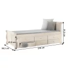 Ágy pótággyal, antik fehér, 90x200, ANTIKO