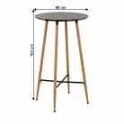 Bárasztal, fekete/tölgy, átmérő 60 cm, IMAM