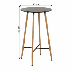 Bárasztal, fekete/tölgy, átmérő 60 cm, IMAM