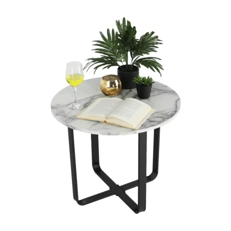 Dohányzóasztal, fehér márvány/fekete érc, SALINO