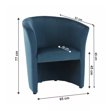 Klub fotel, kék anyag, CUBA
