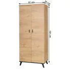 Ruhásszekrény, tölgyfa lefkas/fekete, SIRAN TYP 1