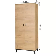 Ruhásszekrény, tölgyfa lefkas/fekete, SIRAN TYP 1