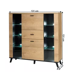 Komód, tölgyfa lefkas/fekete, SIRAN TYP 3