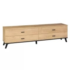 RTV asztal, tölgyfa lefkas/fekete, SIRAN TYP 6