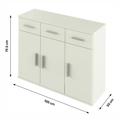 Komód, fehér, RESITA TYP 3