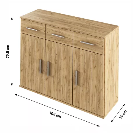 Komód, tölgyfa artisan, RESITA TYP 3