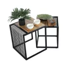 Két dohányzóasztal készlet, tölgyfa/fekete, RIMBO