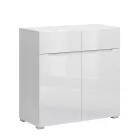 Komód 2D2S, fehér/fehér extra magas fényű HG, JOLK