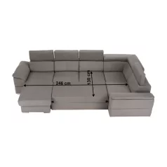   Ülőgarnitúra, szükésbarna Taupe, balos kivitel, SEGORIA ROH U