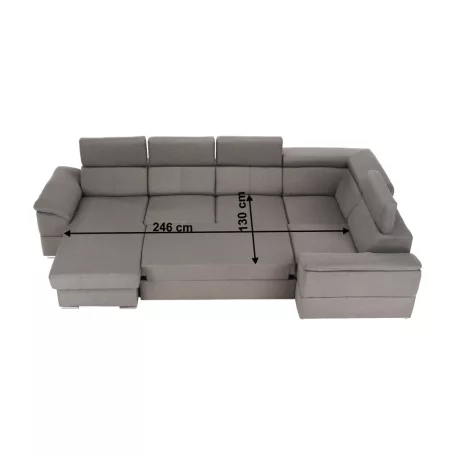 Ülőgarnitúra, szükésbarna Taupe, balos kivitel, SEGORIA ROH U