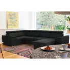 Ülőgarnitúra, sötétszürke, jobbos kivitel, SEGORIA ROH U