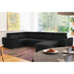   Ülőgarnitúra, sötétszürke, jobbos kivitel, SEGORIA ROH U