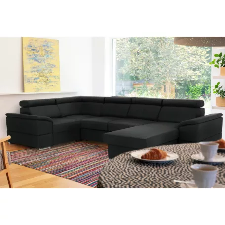 Ülőgarnitúra, sötétszürke, jobbos kivitel, SEGORIA ROH U