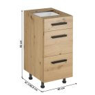 Alsó szekrény, artisan tölgy, fogantyúkkal, LANGEN D40S3