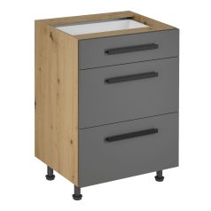   Alsó szekrény, artisan tölgy/szürke matt ,fogantyúkkal, LANGEN D60S3