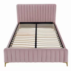   Ágy ágyráccsal, rózsaszín/króm arany matt, 160x200, KAISA