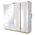 Szekrény tükörrel, fehér/grandson tölgy/fehér magasfényű, CITY