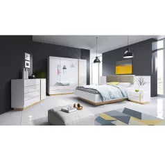   Komód D4S, fehér/grandson tölgy/fehér magas fényű, CITY