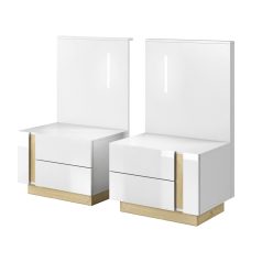   2 éjjeliszekrény, fehér/grandson tölgy/fehér magas fényű, CITY