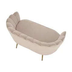   Pad Art-deco stílusban, bézs Velvet anyag/gold chróm-arany, NOBLIN