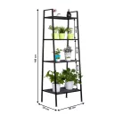 4 polcos fém polcállvány, fekete, ALDEA