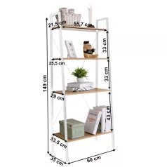 Polcállvány, 4 polcos, tölgy/fehér, THEA
