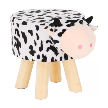 Puff kistehén alakban, Velvet anyag fehér/fekete/natúr, MOLLY