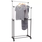 Kétsoros mozgatható akasztó polccal, fekete/ezüst, SVAN