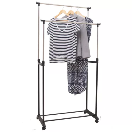 Kétsoros mozgatható akasztó polccal, fekete/ezüst, SVAN