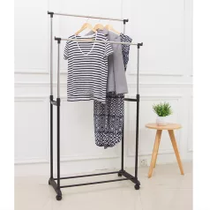 Kétsoros mozgatható akasztó polccal, fekete/ezüst, SVAN