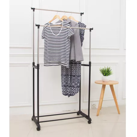 Kétsoros mozgatható akasztó polccal, fekete/ezüst, SVAN