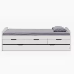   Ágy kihúzható pótággyal, fehér, tömörfa, 90x200, MARINELLA NEW