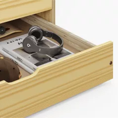   Ágy kihúzható pótággyal, természetes, tömörfa, 90x200, MARINELLA NEW