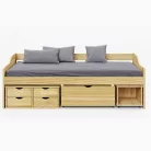 Ágy tárolóhellyel, természetes, tömörfa, 90x200, MAXI NEW