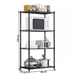 Polcállvány, 4 polcos, fekete, SUER TYP 1